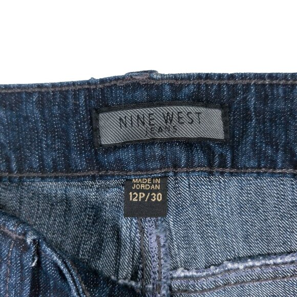 Nine West Pants Womens Sz 12 Petite Bootcut Jeans Mid Rise Dark Wash - Picture 6 of 7